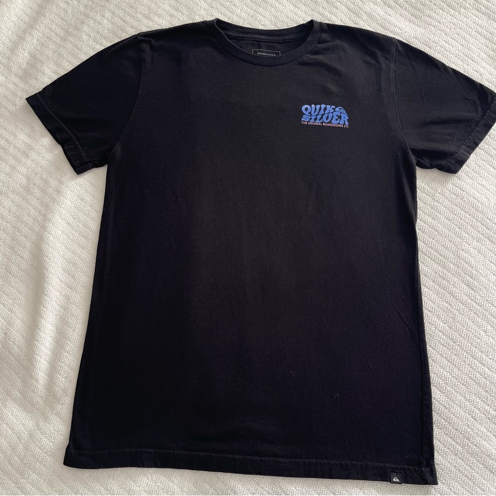 Quiksilver Boy's XL Black Short Sleeve Tee Classic Surf Skate Streetwear Casual